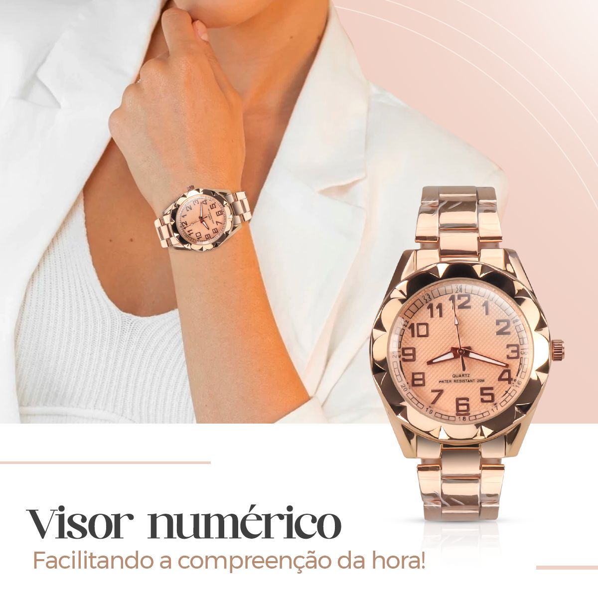 Relógio Feminino Serena Rosê + Acessórios Grátis