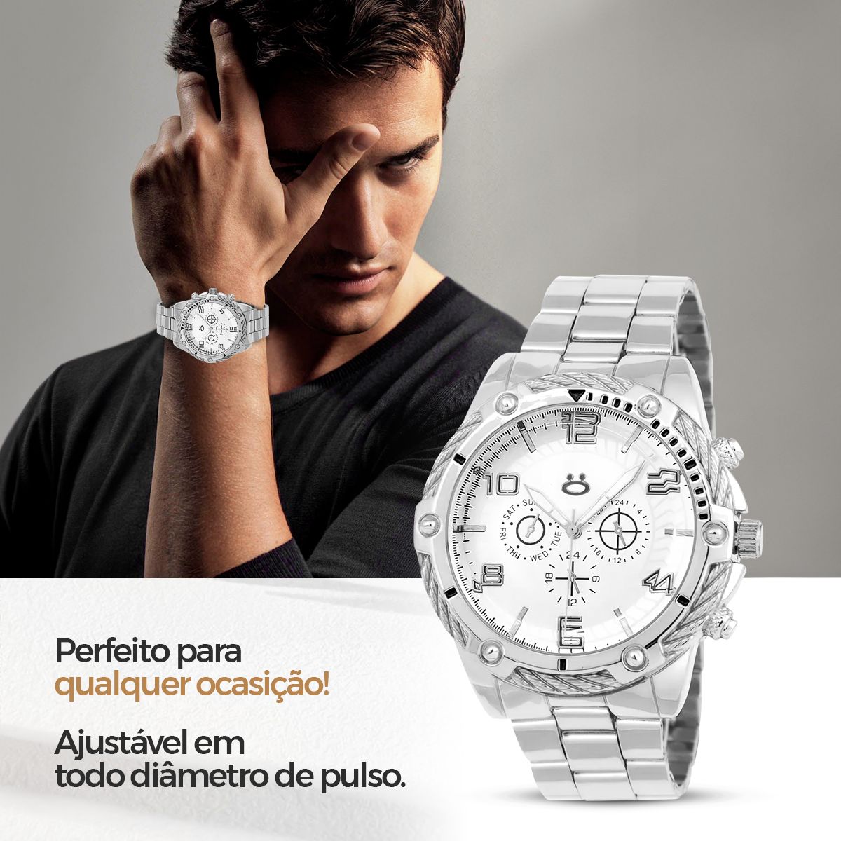 Relógio Masculino MasterTime Premium + Acessórios Grátis